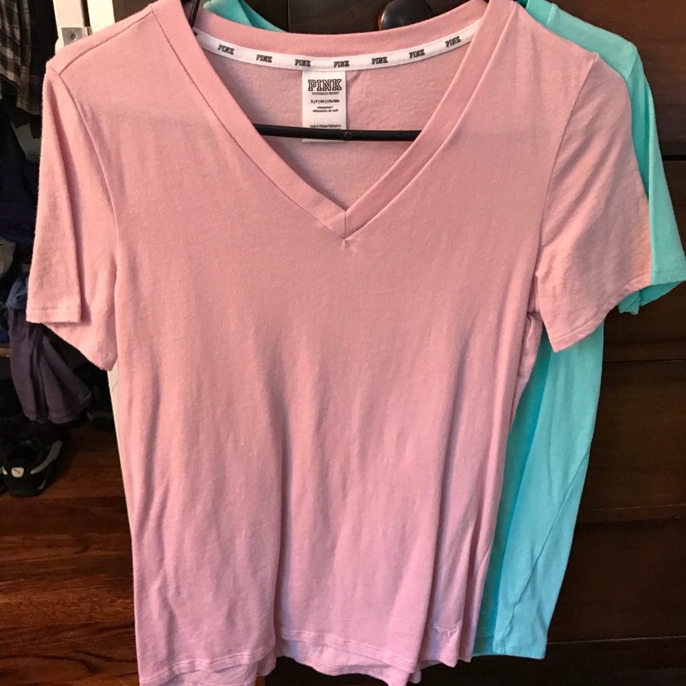 Pink V-neck tees